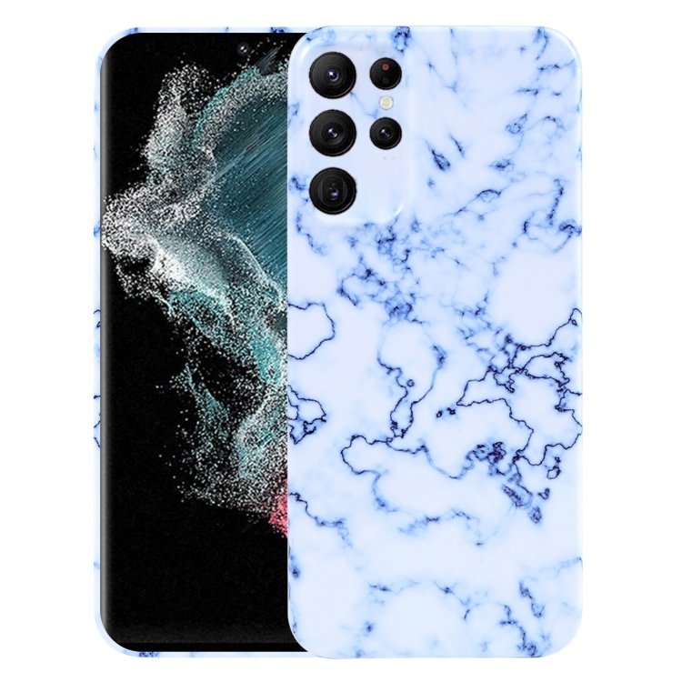 

For Samsung Galaxy S22 Ultra 5G Marble Pattern Phone Case(Blue White)