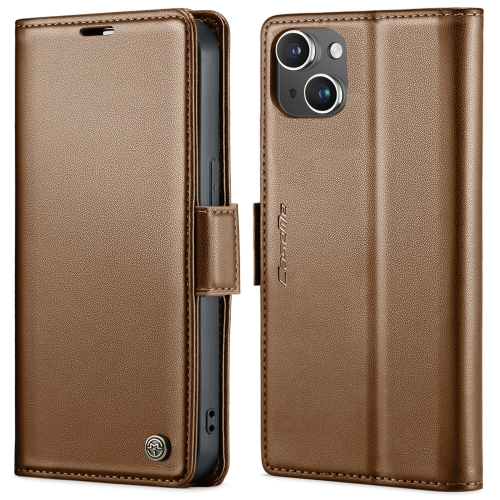 

For iPhone 14 CaseMe 023 Butterfly Buckle Litchi Texture RFID Anti-theft Leather Phone Case(Brown)