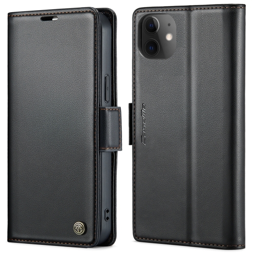 

For iPhone 12 / 12 Pro CaseMe 023 Butterfly Buckle Litchi Texture RFID Anti-theft Leather Phone Case(Black)
