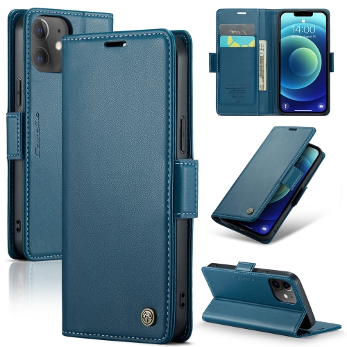

For iPhone 12 mini CaseMe 023 Butterfly Buckle Litchi Texture RFID Anti-theft Leather Phone Case(Blue)