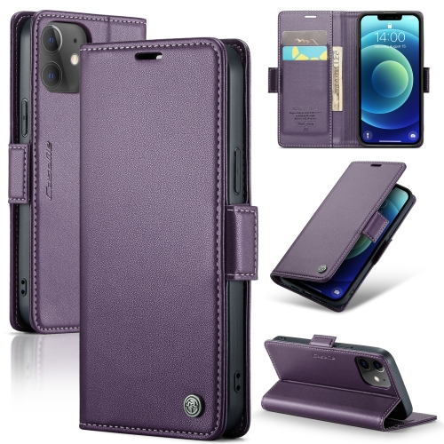 

For iPhone 12 mini CaseMe 023 Butterfly Buckle Litchi Texture RFID Anti-theft Leather Phone Case(Pearly Purple)