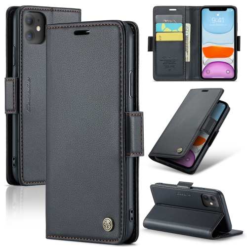 

For iPhone 11 CaseMe 023 Butterfly Buckle Litchi Texture RFID Anti-theft Leather Phone Case(Black)