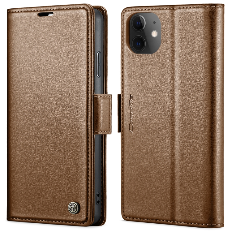 

For iPhone 11 CaseMe 023 Butterfly Buckle Litchi Texture RFID Anti-theft Leather Phone Case(Brown)