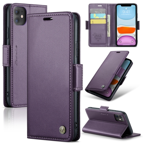 

For iPhone 11 CaseMe 023 Butterfly Buckle Litchi Texture RFID Anti-theft Leather Phone Case(Pearly Purple)