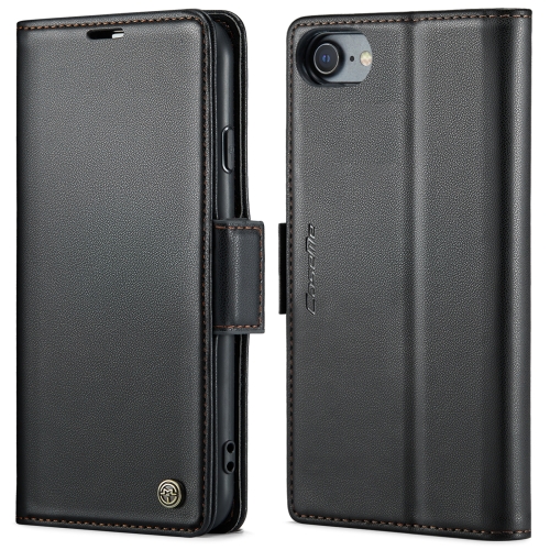 

For iPhone SE 2022/SE 2020/6/7/8 CaseMe 023 Butterfly Buckle Litchi Texture RFID Anti-theft Leather Phone Case(Black)
