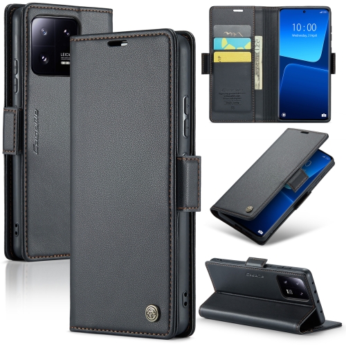 

For Xiaomi 13 Pro CaseMe 023 Butterfly Buckle Litchi Texture RFID Anti-theft Leather Phone Case(Black)