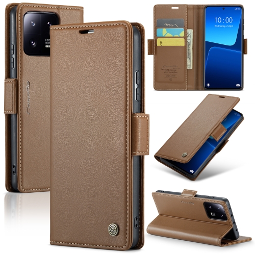 

For Xiaomi 13 Pro CaseMe 023 Butterfly Buckle Litchi Texture RFID Anti-theft Leather Phone Case(Brown)