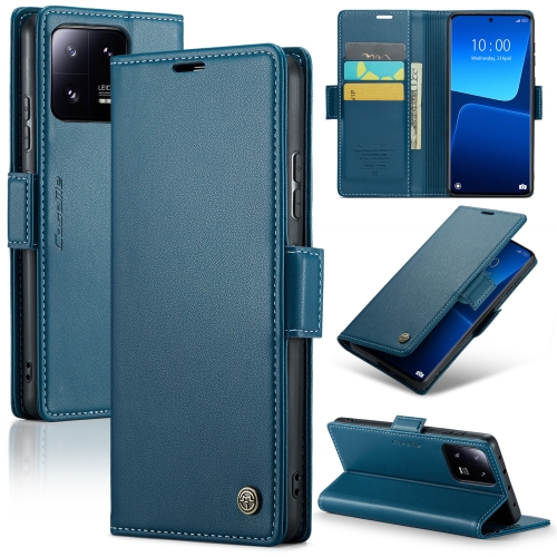 

For Xiaomi 13 Pro CaseMe 023 Butterfly Buckle Litchi Texture RFID Anti-theft Leather Phone Case(Blue)