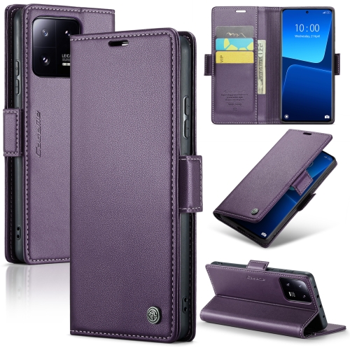 

For Xiaomi 13 Pro CaseMe 023 Butterfly Buckle Litchi Texture RFID Anti-theft Leather Phone Case(Pearly Purple)