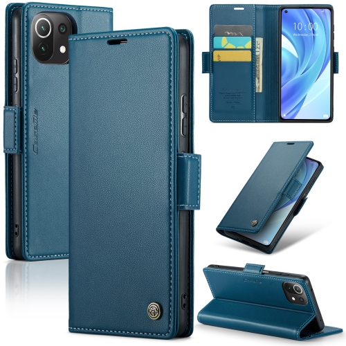 

For Xiaomi Mi 11 Lite CaseMe 023 Butterfly Buckle Litchi Texture RFID Anti-theft Leather Phone Case(Blue)