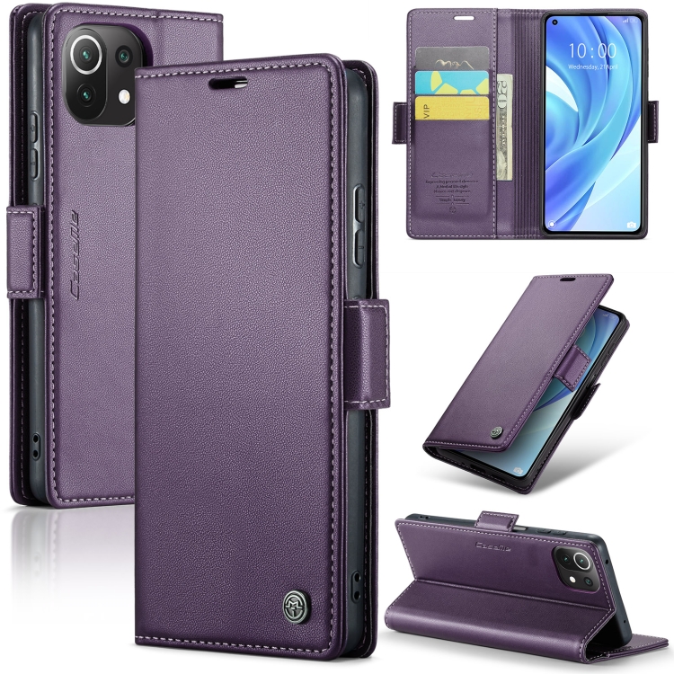 

For Xiaomi Mi 11 Lite CaseMe 023 Butterfly Buckle Litchi Texture RFID Anti-theft Leather Phone Case(Pearly Purple)