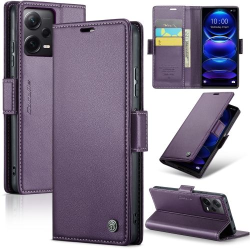 

For Xiaomi Redmi Note 12 Pro+ 5G Global CaseMe 023 Butterfly Buckle Litchi Texture RFID Anti-theft Leather Phone Case(Pearly Purple)
