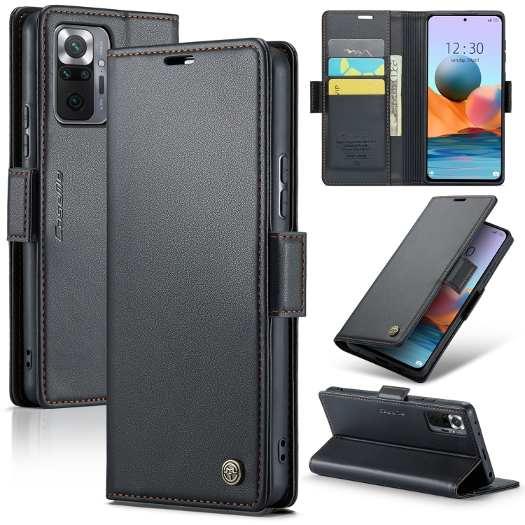 

For Xiaomi Redmi Note 10 Pro 4G CaseMe 023 Butterfly Buckle Litchi Texture RFID Anti-theft Leather Phone Case(Black)