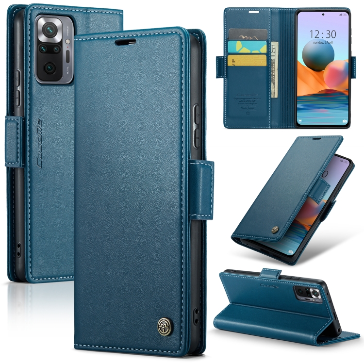 

CaseMe 023 Butterfly Buckle Litchi Texture RFID Anti-theft Leather Phone Case For Xiaomi Redmi Note 10 Pro Max/Redmi Note 10 Pro 4G(Blue)