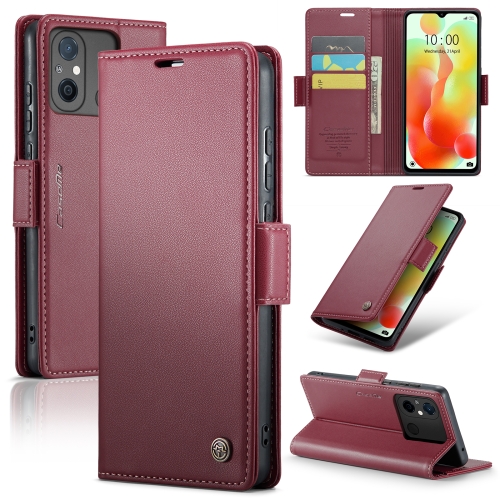 

For Xiaomi Redmi 11A/12C CaseMe 023 Butterfly Buckle Litchi Texture RFID Anti-theft Leather Phone Case(Wine Red)