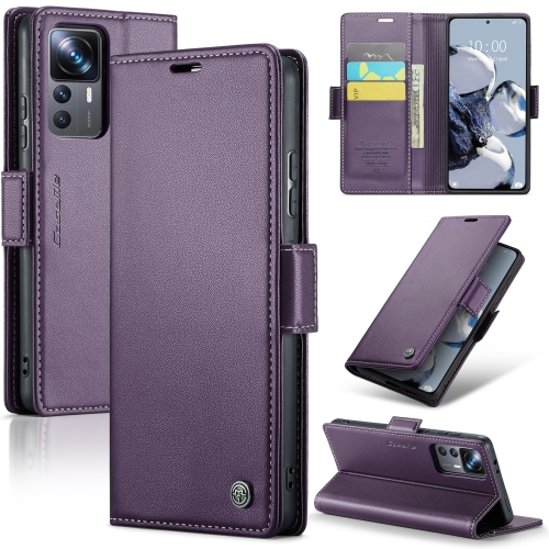 

For Xiaomi 12T /12T Pro/Redmi K50 Ultra CaseMe 023 Butterfly Buckle Litchi Texture RFID Anti-theft Leather Phone Case(Pearly Purple)