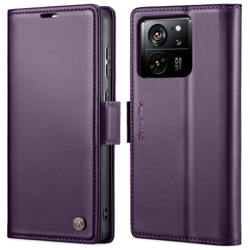 

For Xiaomi 13T/13T Pro CaseMe 023 Butterfly Buckle Litchi Texture RFID Anti-theft Leather Phone Case(Pearly Purple)