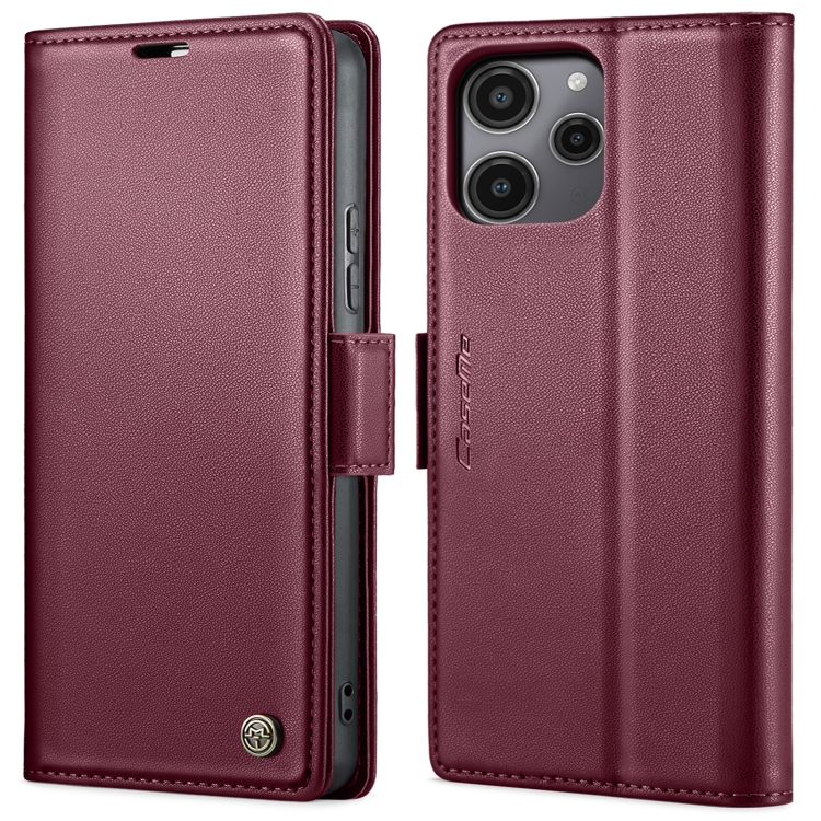 

For Xiaomi Redmi 13C 4G / 13C 5G CaseMe 023 Butterfly Buckle Litchi Texture RFID Anti-theft Leather Phone Case(Wine Red)