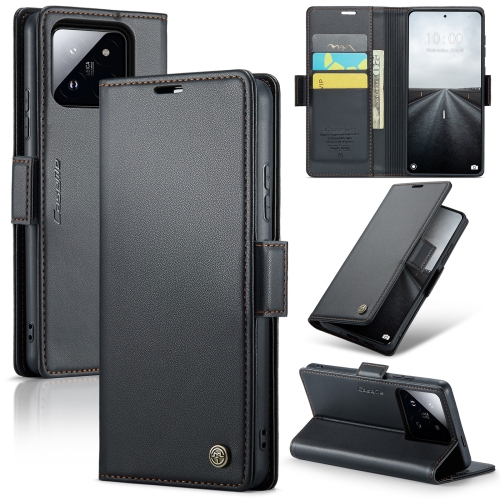 

For Xiaomi 14 Pro CaseMe 023 Butterfly Buckle Litchi Texture RFID Anti-theft Leather Phone Case(Black)