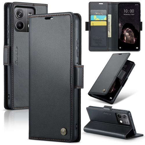 

For Xiaomi Redmi Note 13 5G CaseMe 023 Butterfly Buckle Litchi Texture RFID Anti-theft Leather Phone Case(Black)