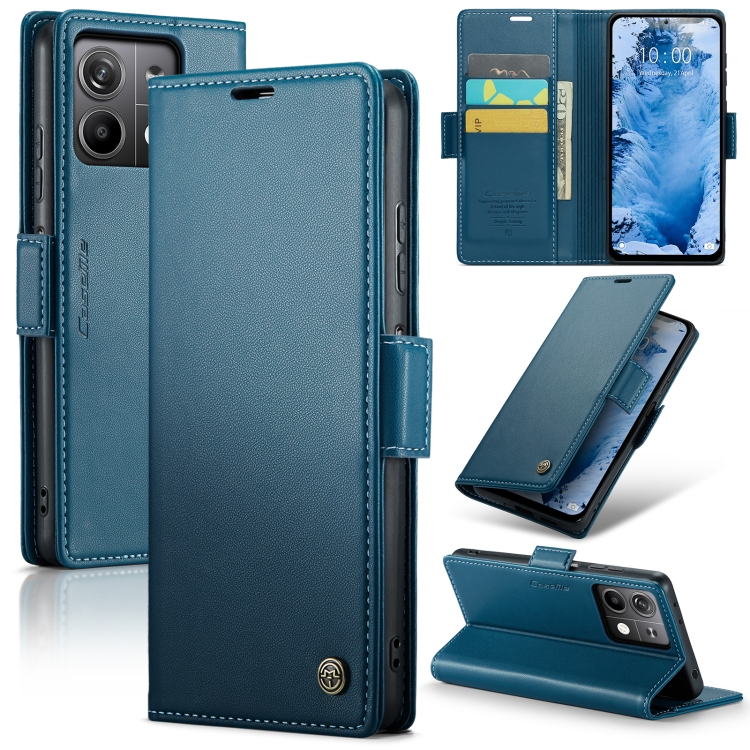 

For Xiaomi Redmi Note 13 5G CaseMe 023 Butterfly Buckle Litchi Texture RFID Anti-theft Leather Phone Case(Blue)