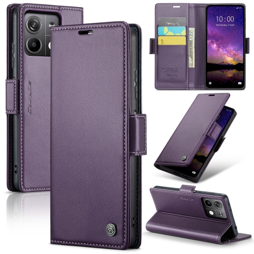 

For Xiaomi Redmi Note 13 5G CaseMe 023 Butterfly Buckle Litchi Texture RFID Anti-theft Leather Phone Case(Pearly Purple)