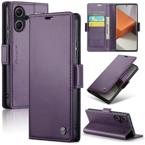 

For Xiaomi Redmi Note 13 Pro+ 5G CaseMe 023 Butterfly Buckle Litchi Texture RFID Anti-theft Leather Phone Case(Pearly Purple)