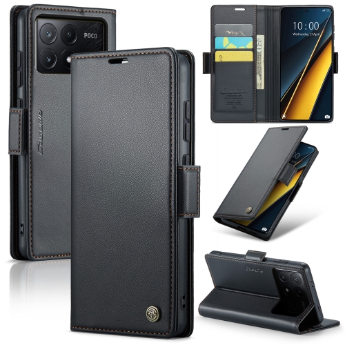 

For Xiaomi Poco X6 Pro 5G/Redmi K70E 5G CaseMe 023 Butterfly Buckle Litchi Texture RFID Anti-theft Leather Phone Case(Black)