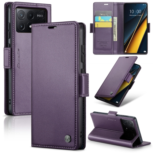 

For Xiaomi Poco X6 Pro 5G/Redmi K70E 5G CaseMe 023 Butterfly Buckle Litchi Texture RFID Anti-theft Leather Phone Case(Pearly Purple)