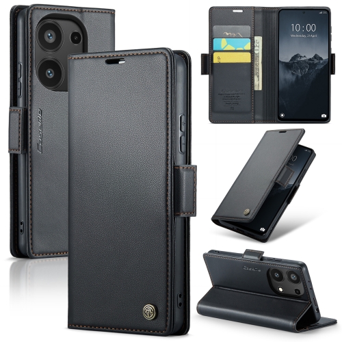 

For Xiaomi Redmi Note 13 Pro 4G CaseMe 023 Butterfly Buckle Litchi Texture RFID Anti-theft Leather Phone Case(Black)