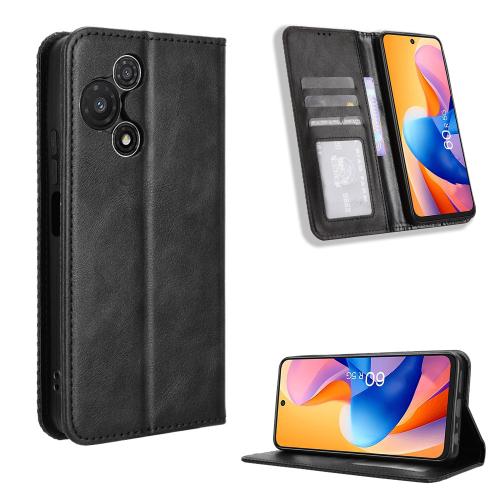 

For TCL 60R 5G Magnetic Buckle Retro Texture Leather Phone Case(Black)
