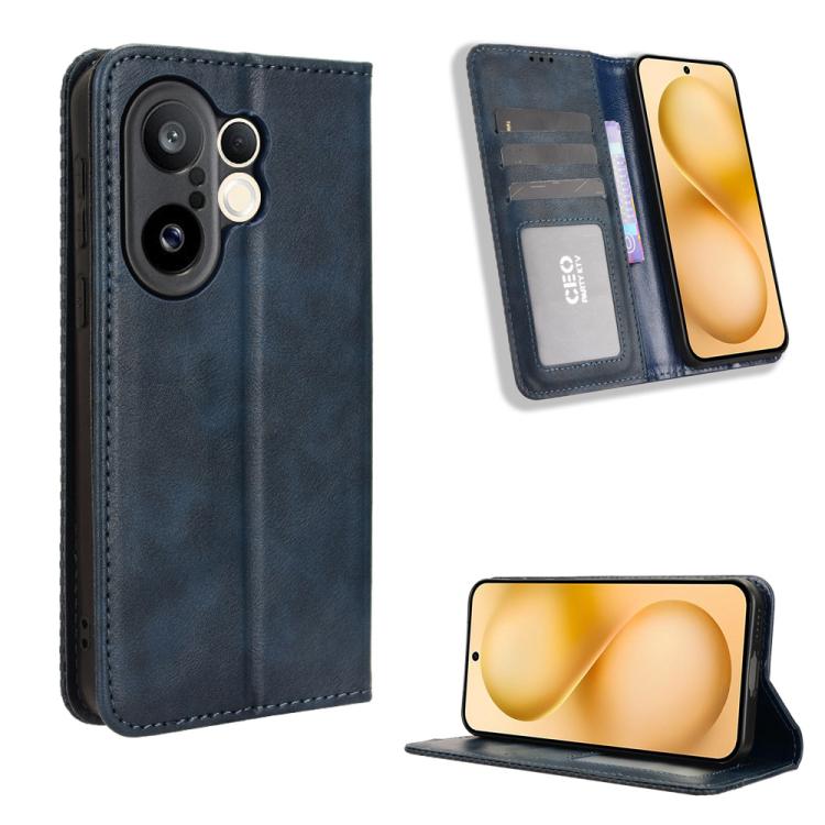 

For vivo X200 FE / S30 Pro mini Magnetic Buckle Retro Texture Leather Phone Case(Blue)