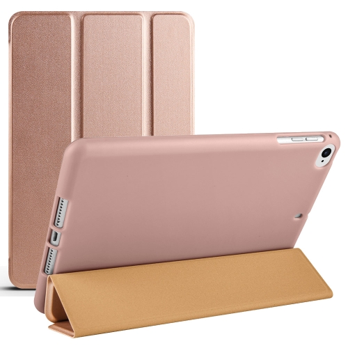 

For iPad 9.7 2018 / 2017 / Air 2 / Air 3-folding TPU Horizontal Flip Leather Tablet Case with Holder(Gold)