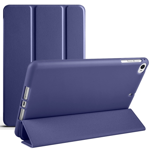 

For iPad 9.7 2018 / 2017 / Air 2 / Air 3-folding TPU Horizontal Flip Leather Tablet Case with Holder(Dark Blue)