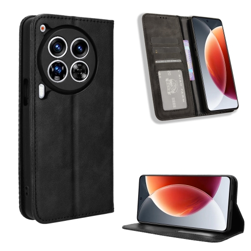 

For Tecno Camon 30 Premier 5G Magnetic Buckle Retro Texture Leather Phone Case(Black)