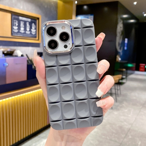 

For iPhone 14 Plus Groove Pattern Electroplating TPU Phone Case(Dark Grey)