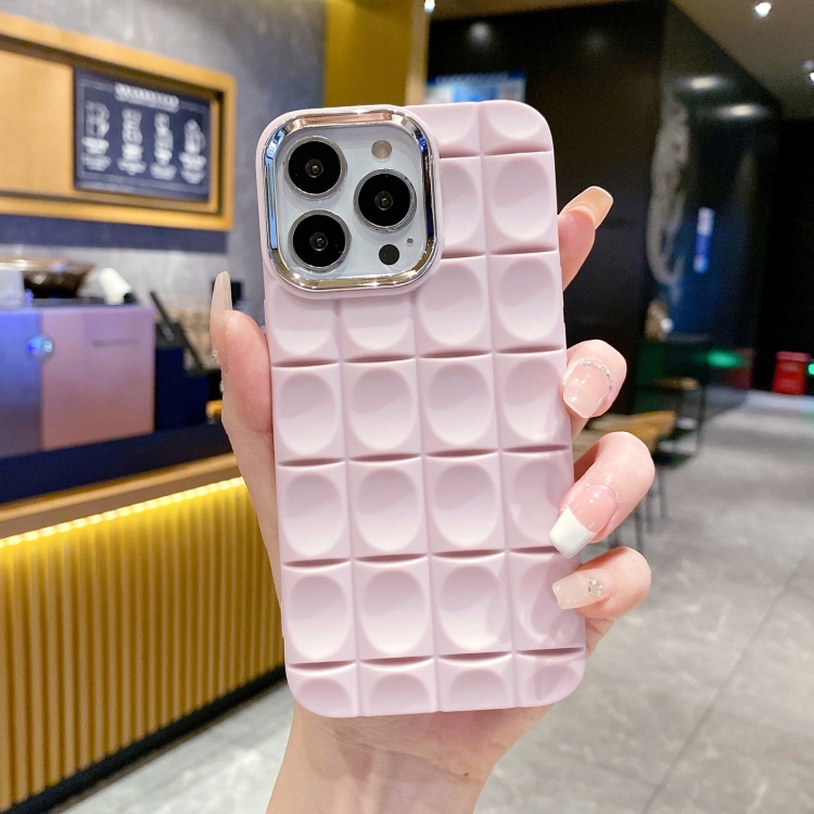 

For iPhone 13 Groove Pattern Electroplating TPU Phone Case(Pink)