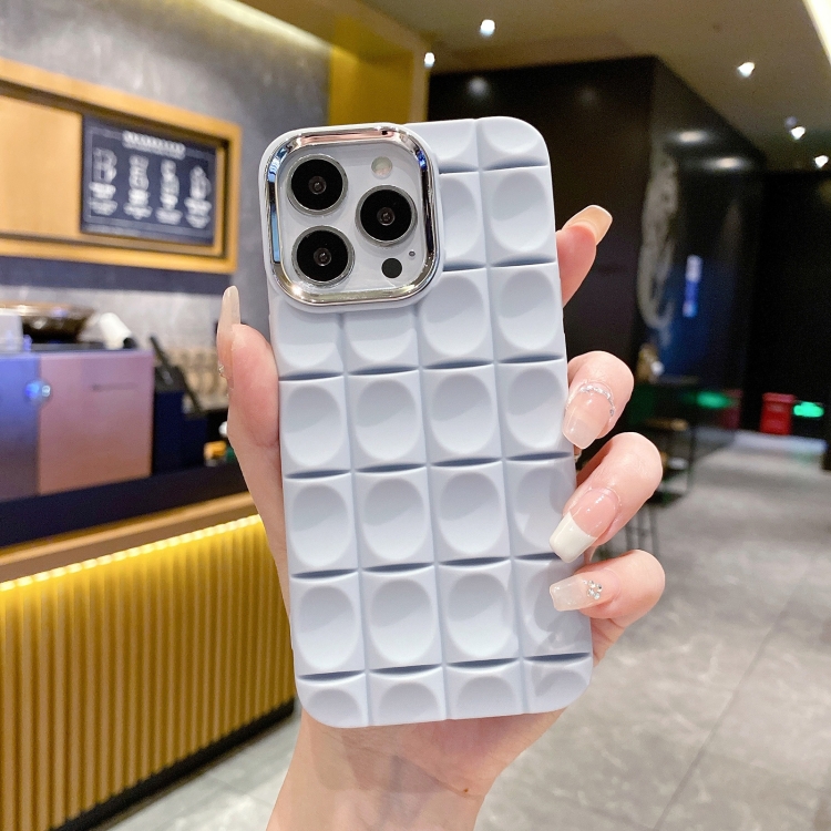 

For iPhone 13 Pro Max Groove Pattern Electroplating TPU Phone Case(Light Grey)