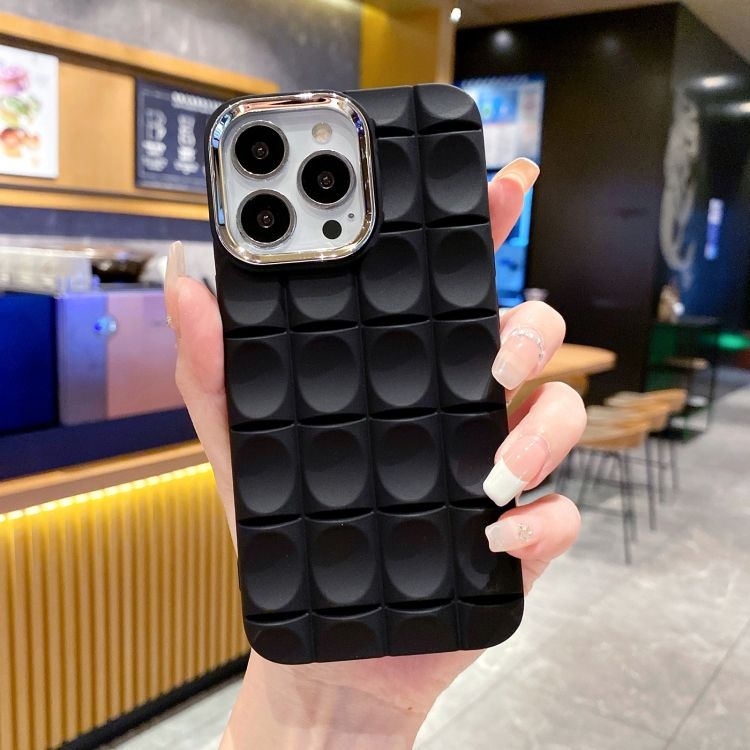 

For iPhone 13 Pro Max Groove Pattern Electroplating TPU Phone Case(Black)