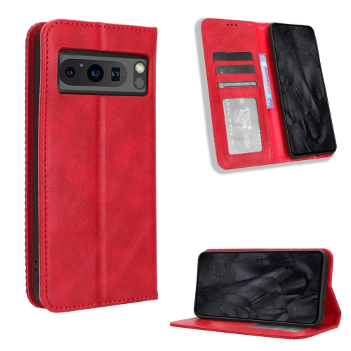 

For Google Pixel 8 Pro Magnetic Buckle Retro Texture Leather Phone Case(Red)