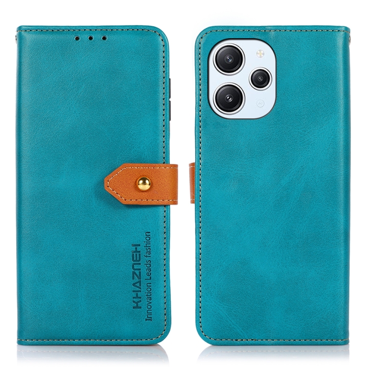 

For Xiaomi Redmi 12 4G KHAZNEH Dual-color Cowhide Texture Flip Leather Phone Case(Blue)