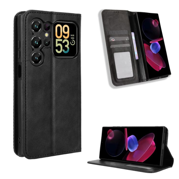 

For Oukitel C62 / C62 Pro Magnetic Buckle Retro Texture Leather Phone Case(Black)