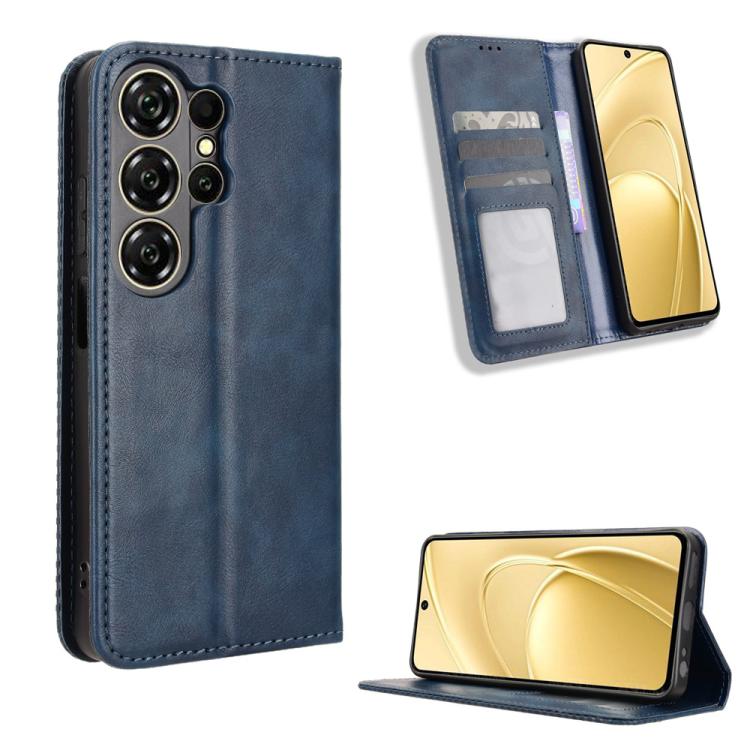For Oukitel C26 Magnetic Buckle Retro Texture Leather Phone Case(Blue) — купить у Sunsky-online WW