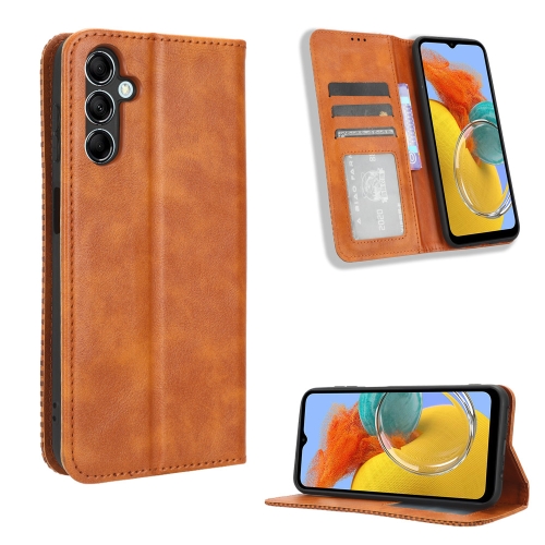 

For Samsung Galaxy M54 5G Magnetic Buckle Retro Texture Leather Phone Case(Brown)