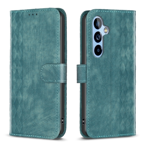 

For Samsung Galaxy A54 Plaid Embossed Leather Phone Case(Green)