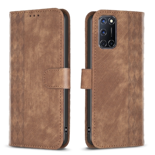 

For Samsung Galaxy A72 4G/5G Plaid Embossed Leather Phone Case(Brown)