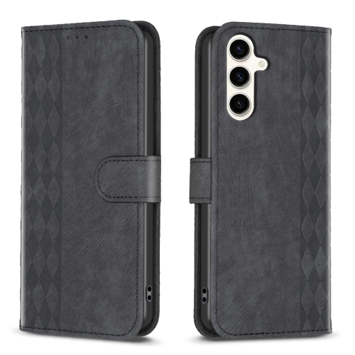 For Samsung Galaxy S23 FE 5G Plaid Embossed Leather Phone Case(Black)