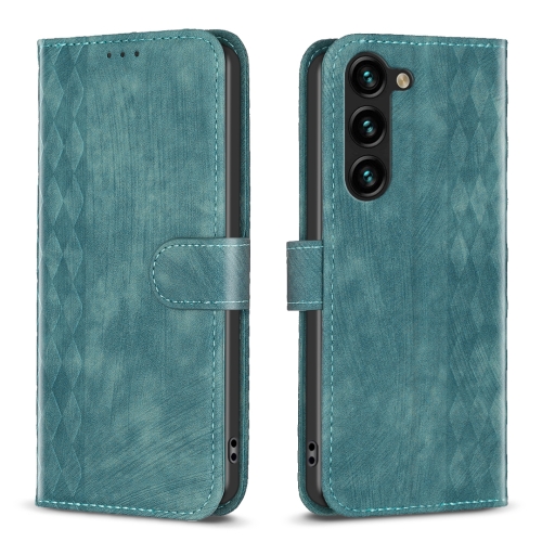 

For Samsung Galaxy S24+ 5G Plaid Embossed Leather Phone Case(Green)