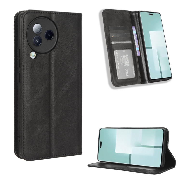 

For Xiaomi Civi 3 Magnetic Buckle Retro Texture Leather Phone Case(Black)