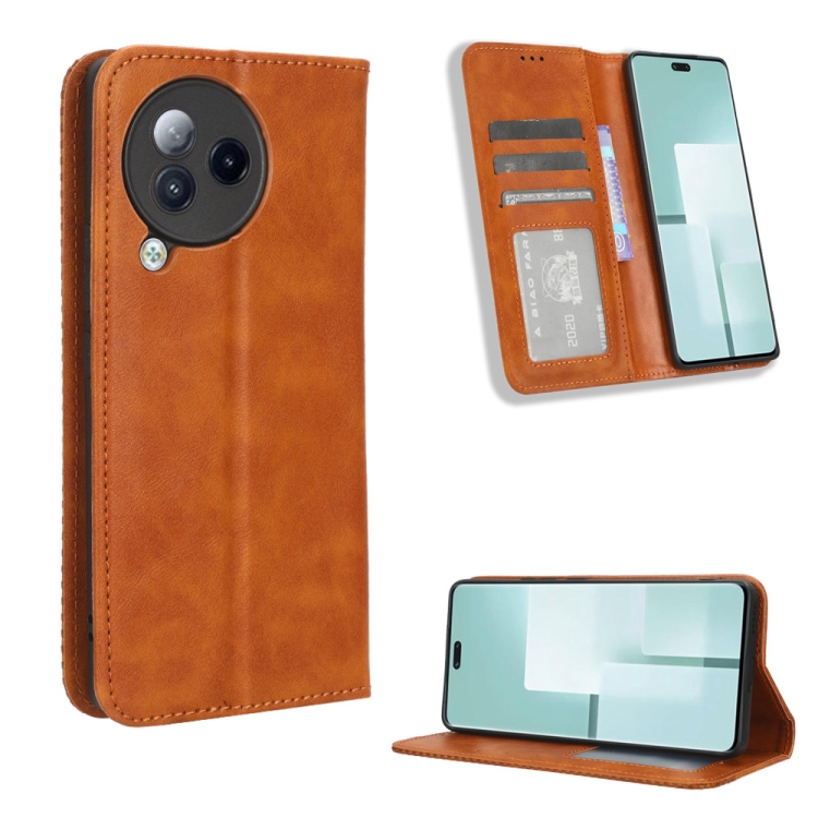 

For Xiaomi Civi 3 Magnetic Buckle Retro Texture Leather Phone Case(Brown)